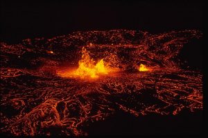 Hawaii Volcanoes National Park. 1972-1974 eruption of Kilauea Volcano at Mauna Ulu. February - March 1974