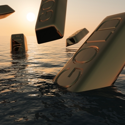 "Gold Bars Sinking In Sea" by Stuart Miles
